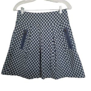 Anthropologie Maeve Fourth Street Swing Blue White Pleated Skirt Size 4